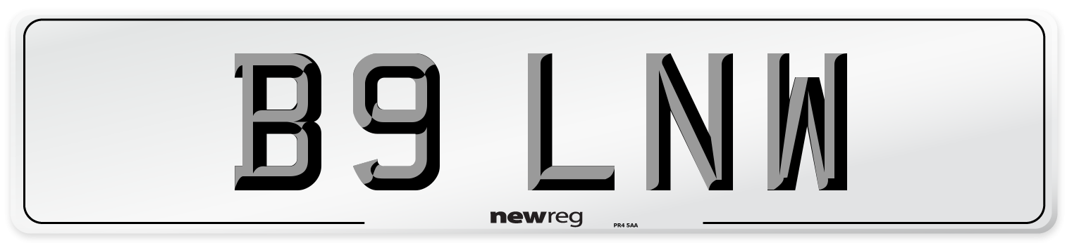 B9 LNW Number Plate from New Reg
